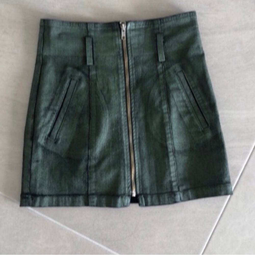 Carmar Coated full front zip mini skirt